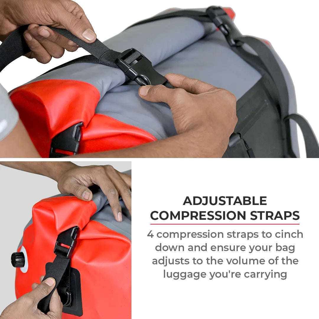 Motorcycle orange & grey waterproof drybag tailbag