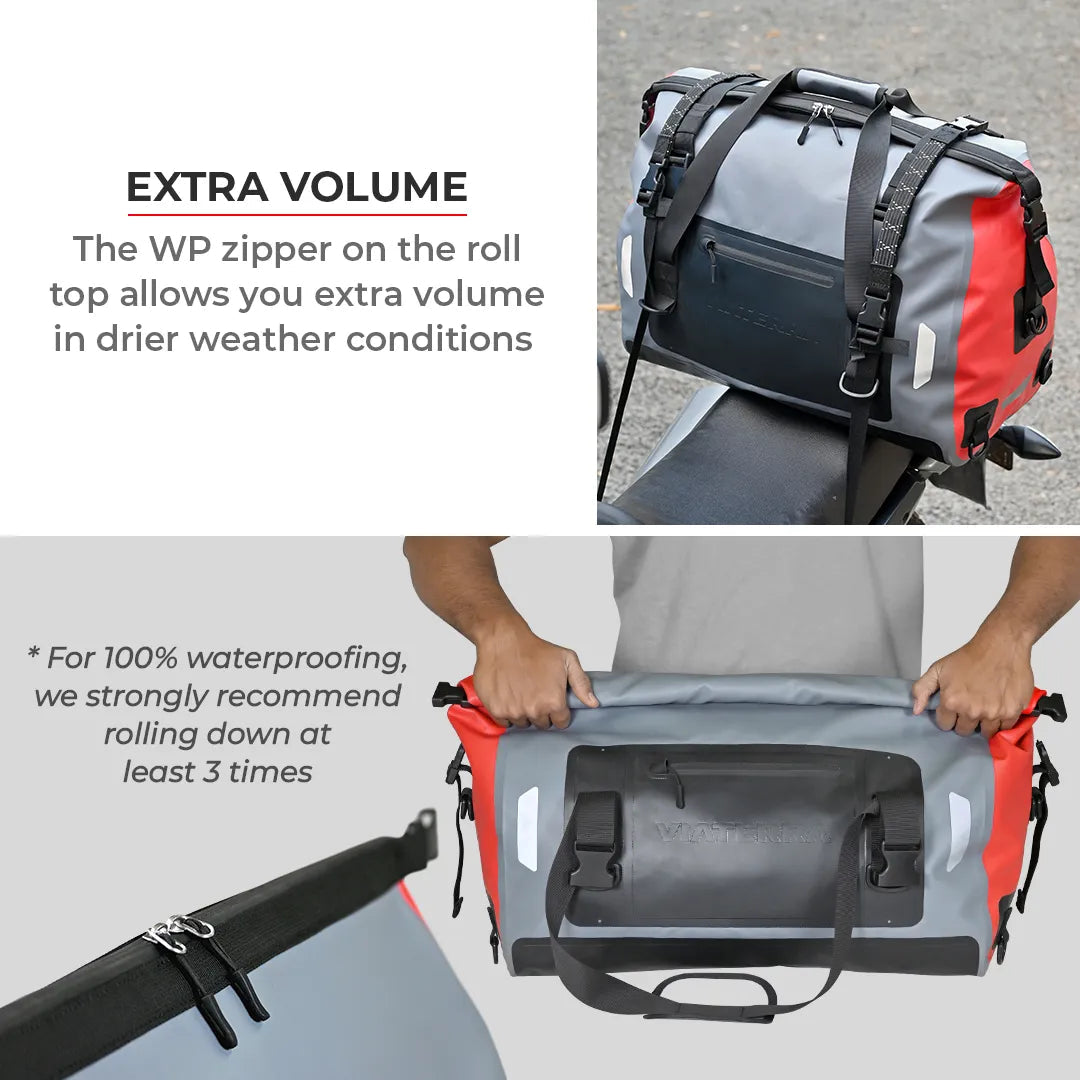 Motorcycle orange & grey waterproof drybag tailbag