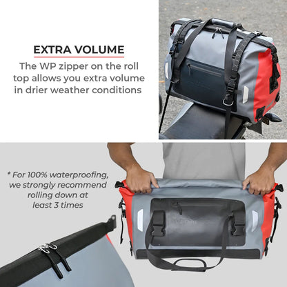 Motorcycle orange & grey waterproof drybag tailbag