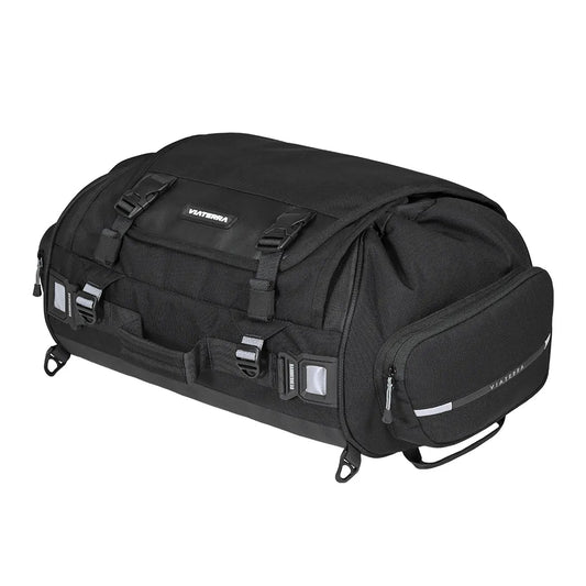 Motorcycle universal tail bag black 45 Litres - waterproof, reflective, backpack & shoulder strap convertible 