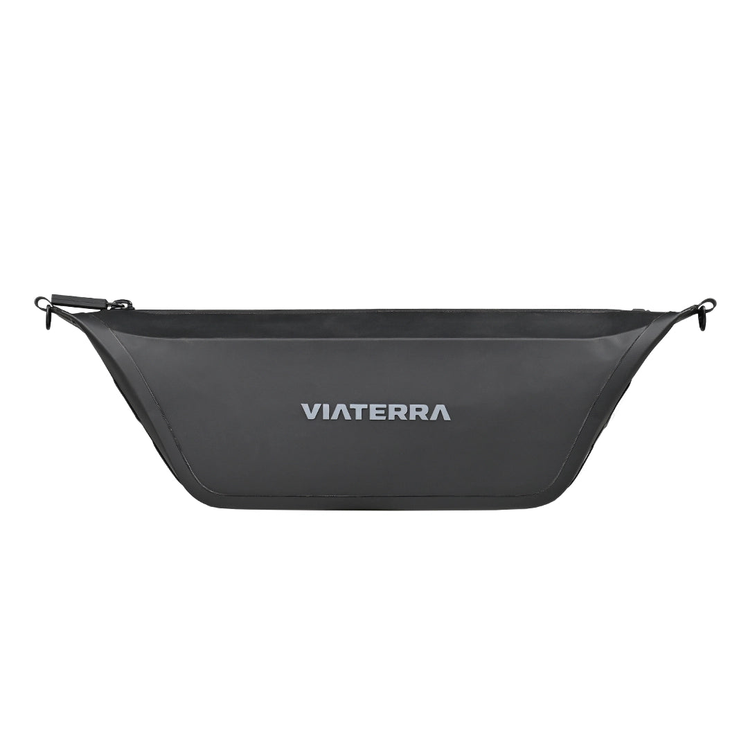 Motorcycle black waterproof handlebar bag for rough rides and adventure trips