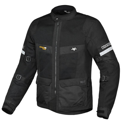 Motorcycle touring jacket black with reflectives weather protect
