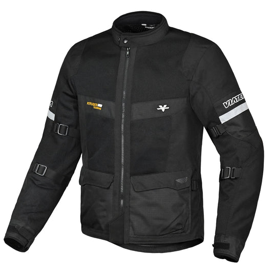 Motorcycle touring jacket black with reflectives weather protect
