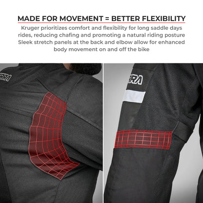 Motorcycle touring jacket black with reflectives weather protect