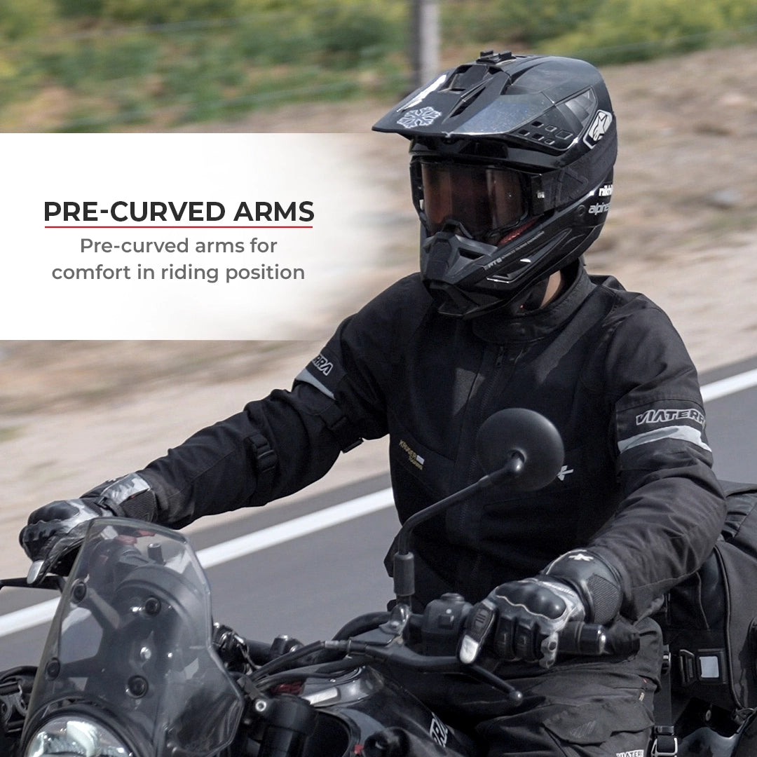 Motorcycle touring jacket black with reflectives weather protect