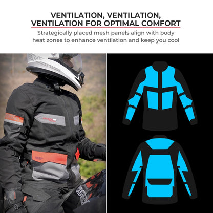 Motorcycle touring jacket black with reflectives weather protect