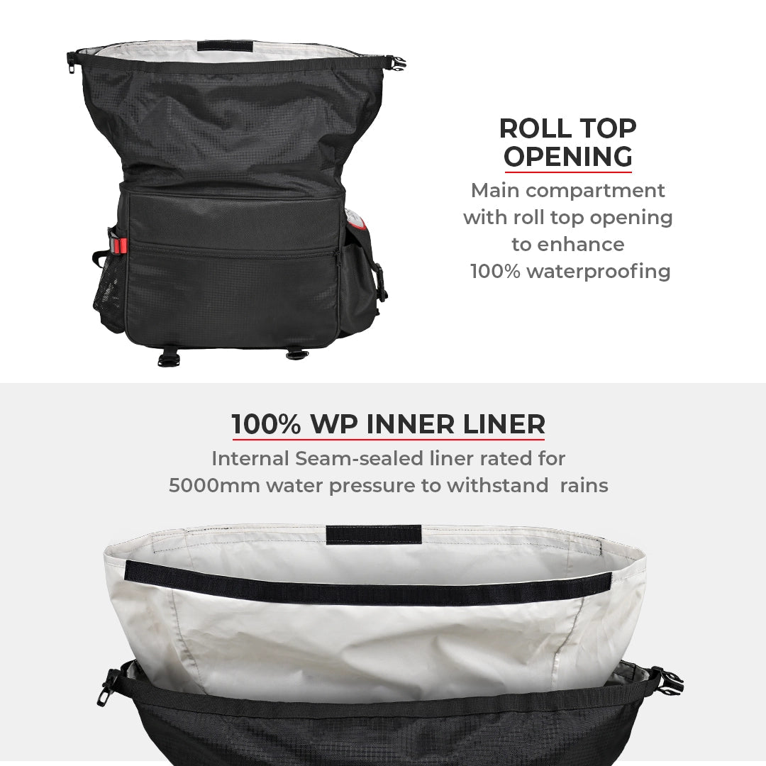 Motorcycle saddle bag 52L waterproof black 