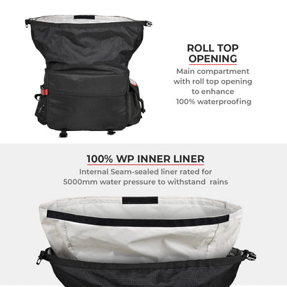 Motorcycle saddle bag 52L waterproof black 