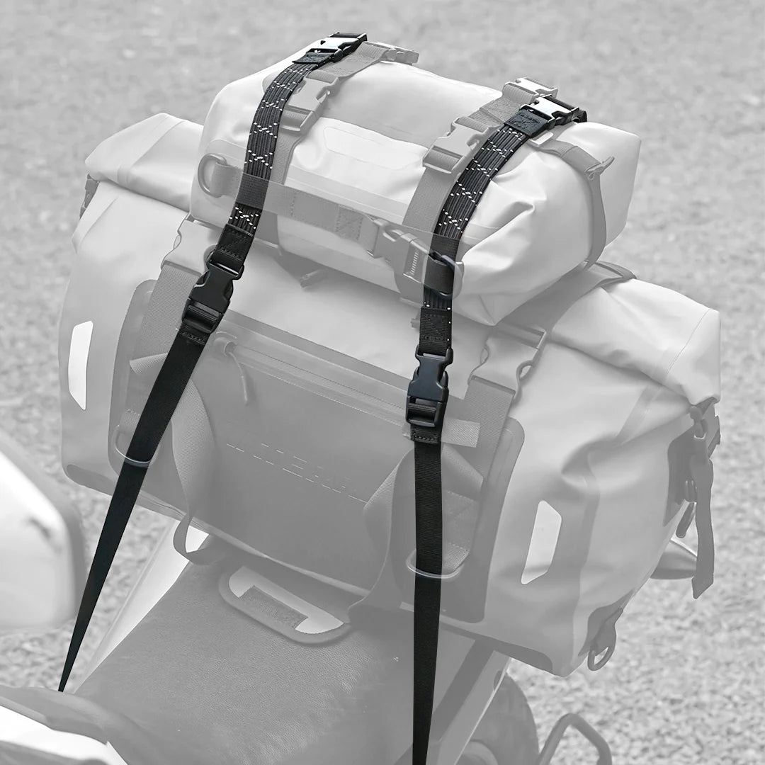 Motorcycle luggage tying quick release reflective black bungee strap