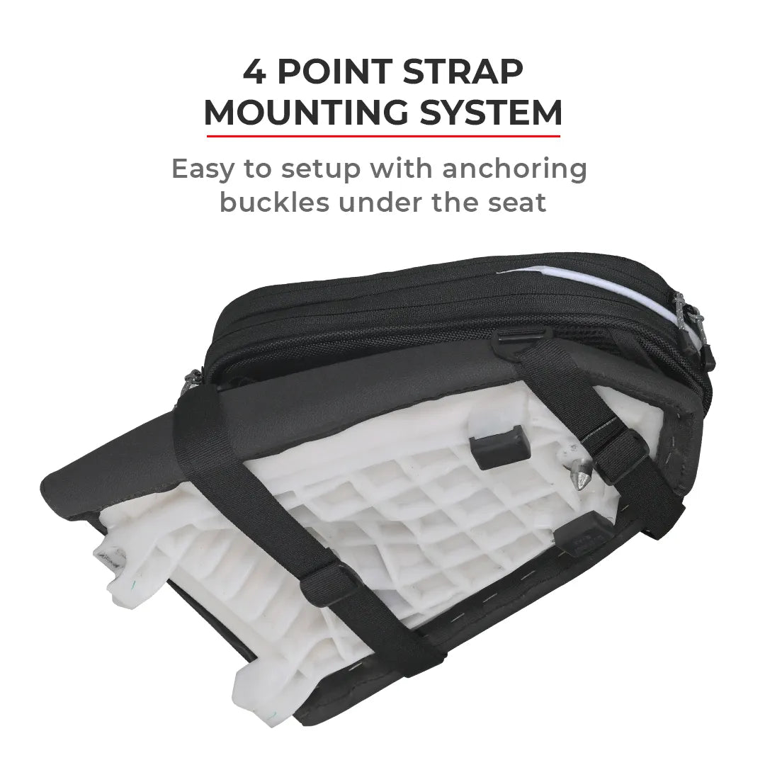Motorcycle pillion seat and tail bag black expandable waterproof 12L