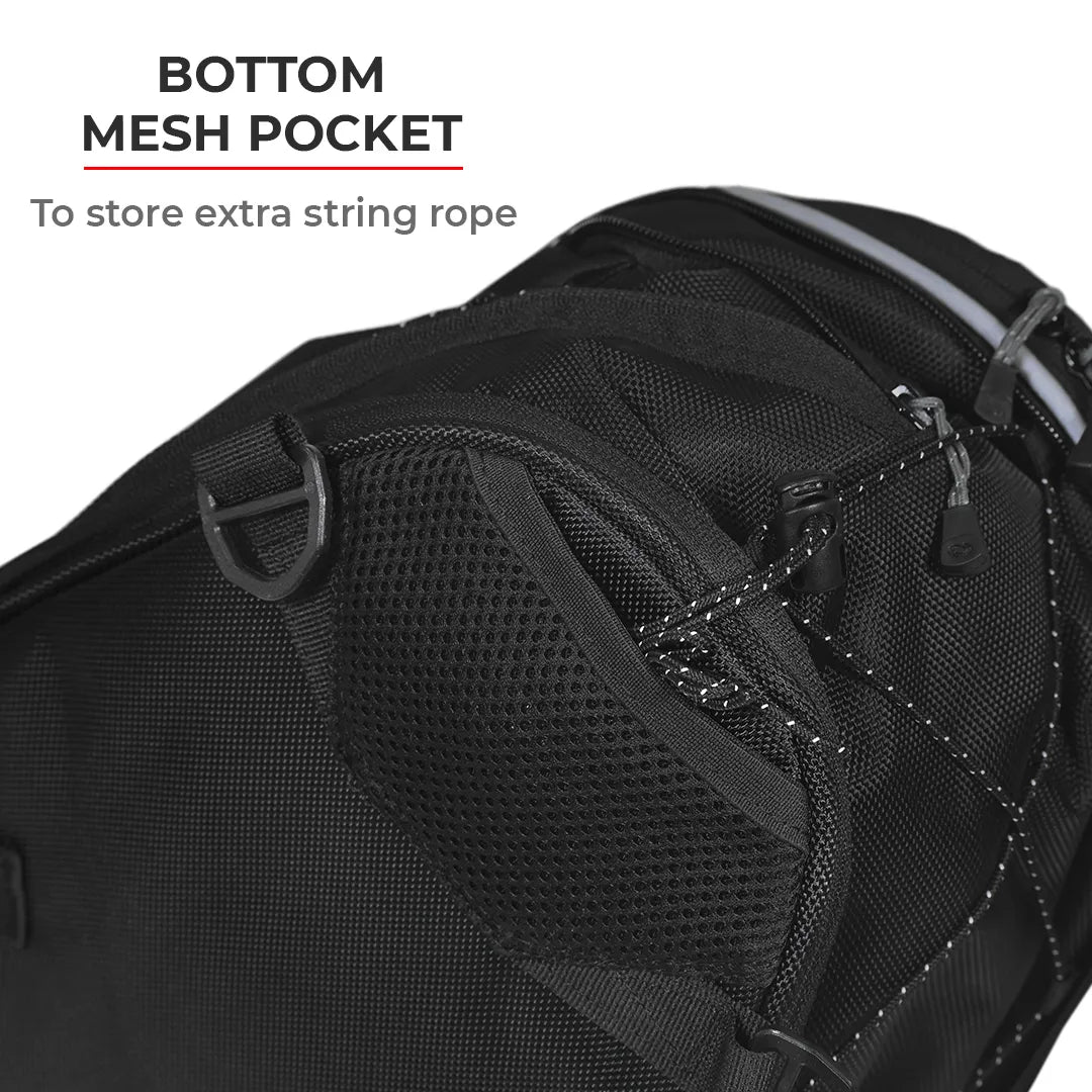 Motorcycle pillion seat and tail bag black expandable waterproof 12L