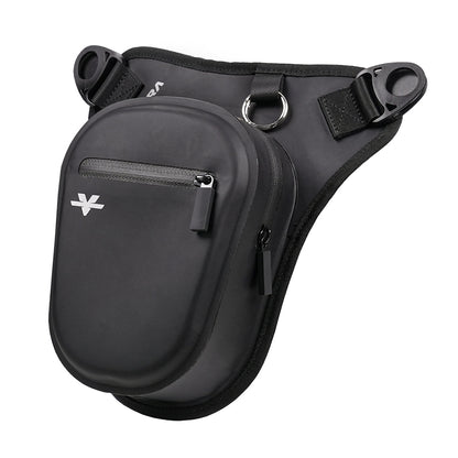 Thigh bag for motorcycle riders black waterproof adjustable and reflective