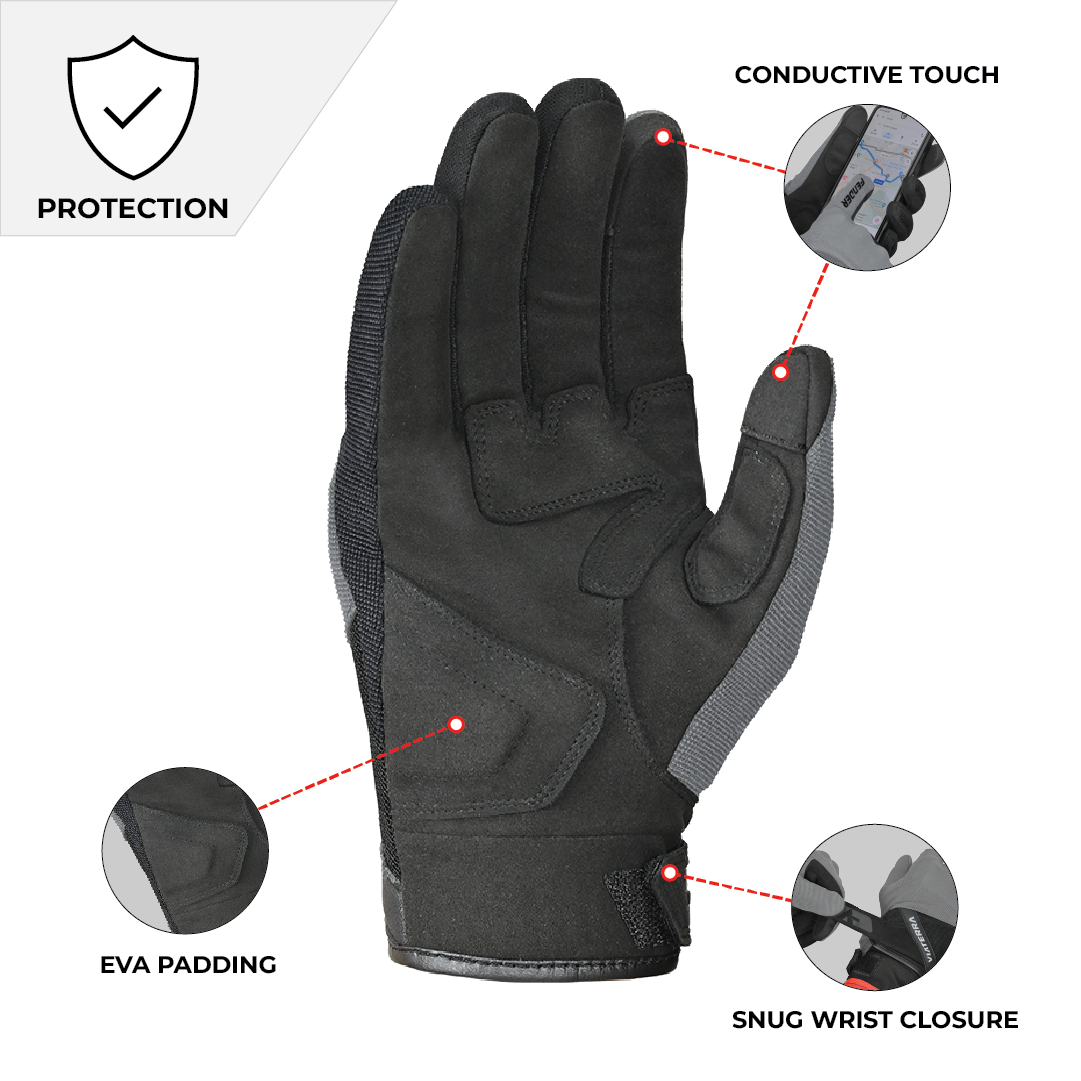 Motorcycle Urban mesh gloves grey black for daily use 