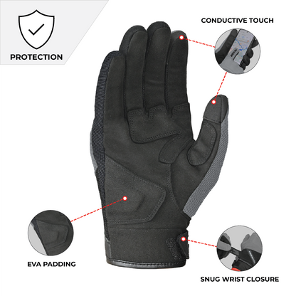 Motorcycle Urban mesh gloves grey black for daily use 