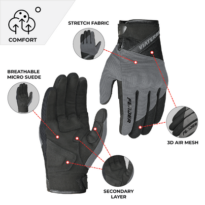 Motorcycle Urban mesh gloves grey black for daily use 