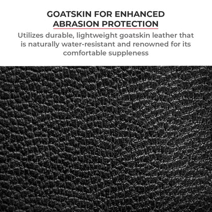 Motorcycle full gauntlet gloves black leather with knox sliders & accordion