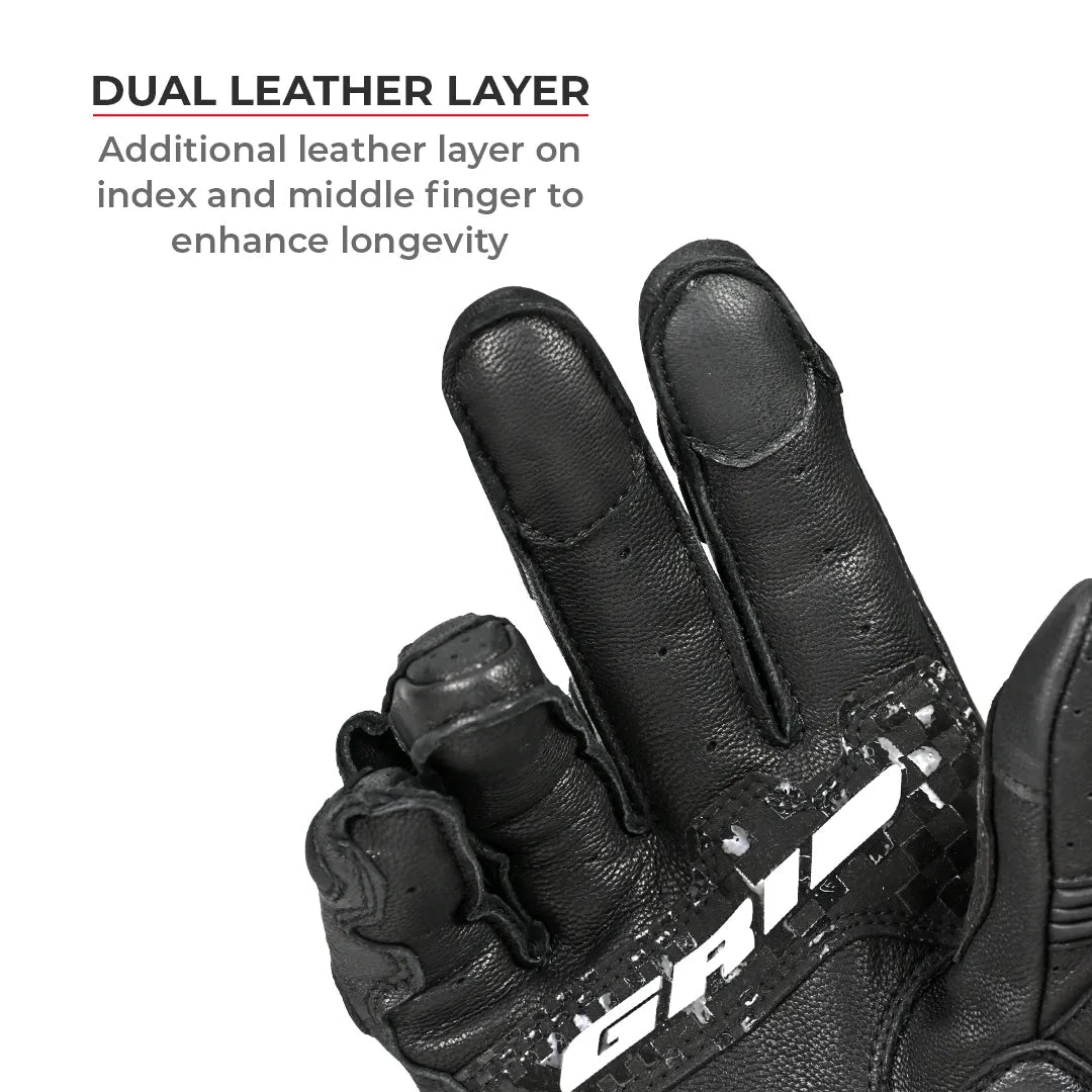 Motorcycle full gauntlet gloves black leather with knox sliders & accordion
