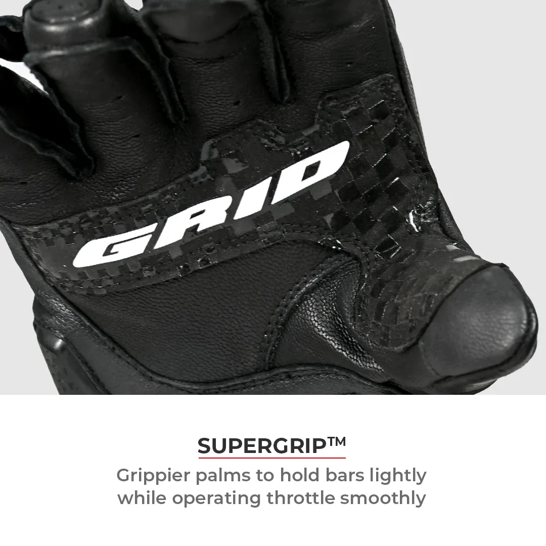Motorcycle full gauntlet gloves black leather with knox sliders & accordion