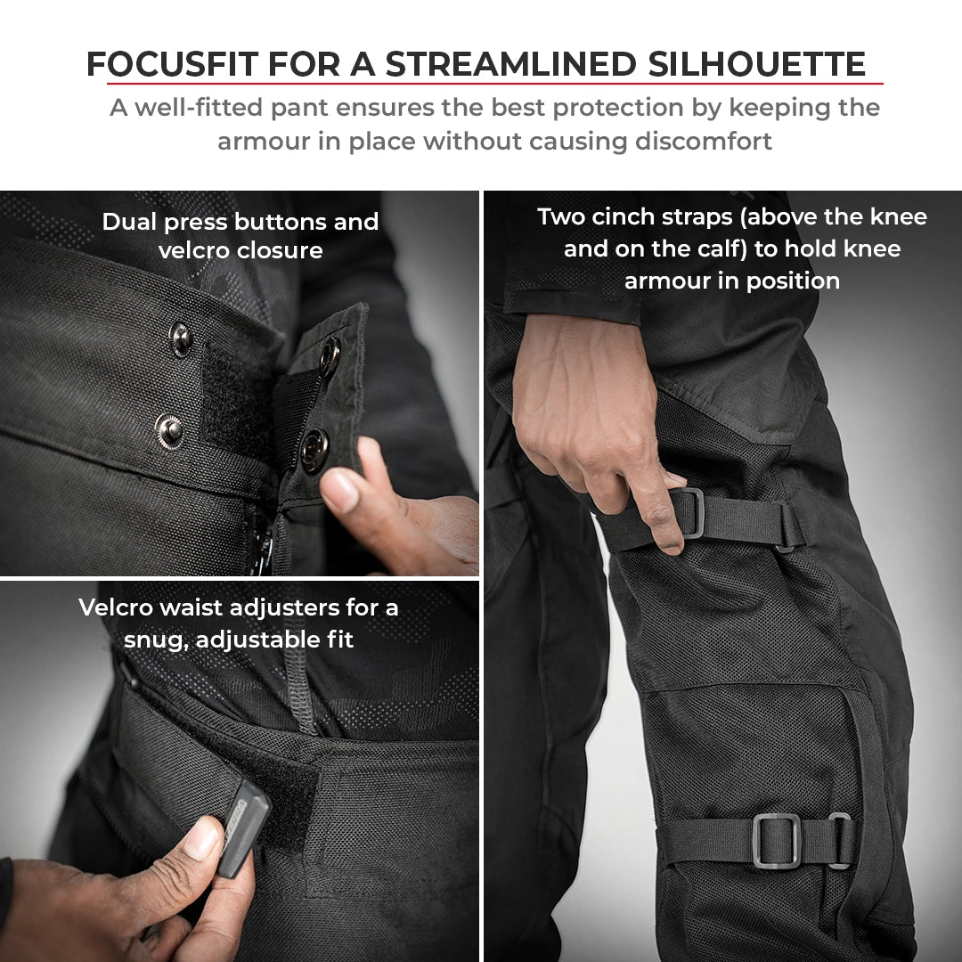 Motorcycle riding pants black - cordura, mesh, ripstop 