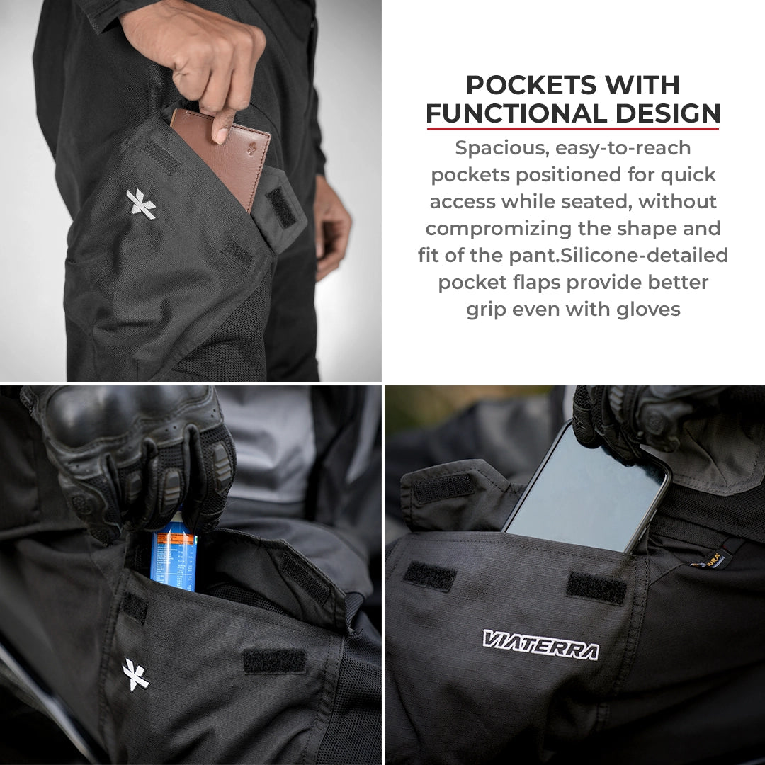 Motorcycle riding pants black - cordura, mesh, ripstop 