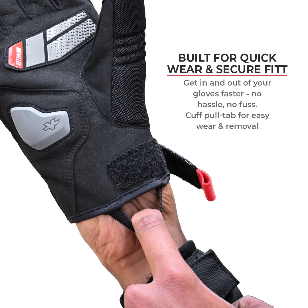 Motorcycle urban riding glove black - phone touch, lightweight, all day comfort