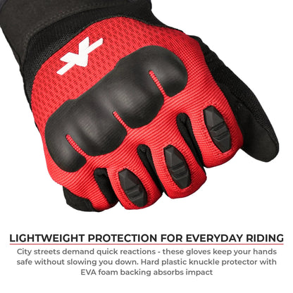 Motorcycle urban riding glove black - phone touch, lightweight, all day comfort