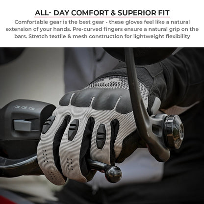 Motorcycle urban riding glove black - phone touch, lightweight, all day comfort