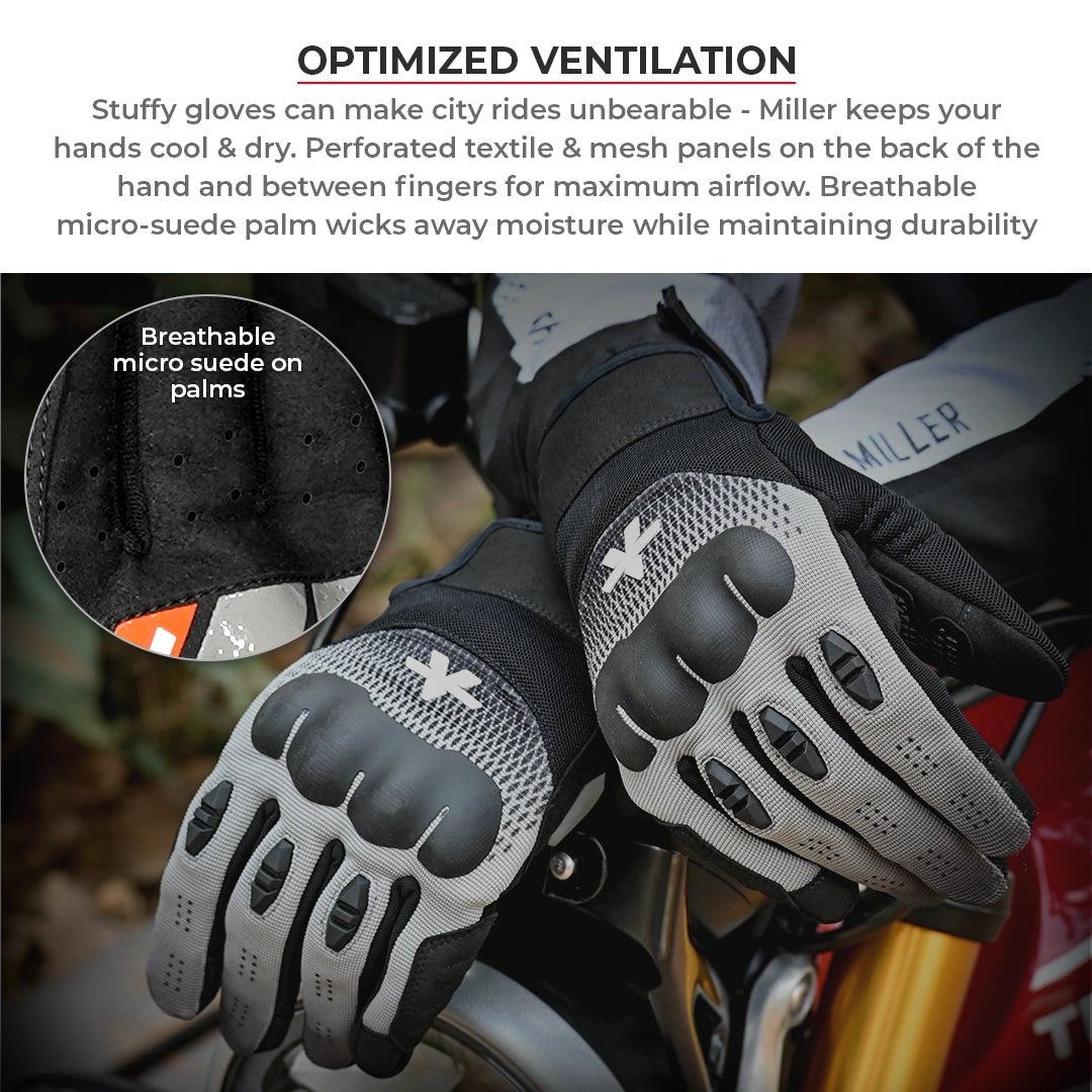 Motorcycle urban riding glove black - phone touch, lightweight, all day comfort