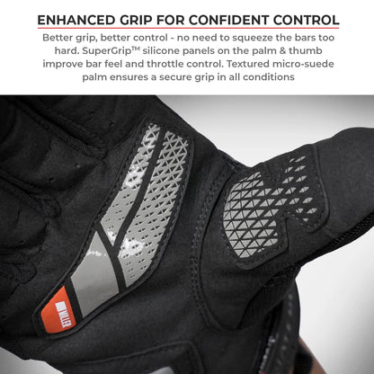 Motorcycle urban riding glove black - phone touch, lightweight, all day comfort