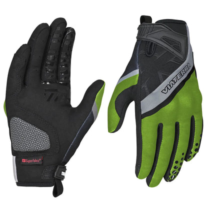 motorcycle short cuff off roading gloves green black - mesh - Trail gloves 
