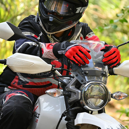motorcycle short cuff off roading gloves green black - mesh - Trail gloves 