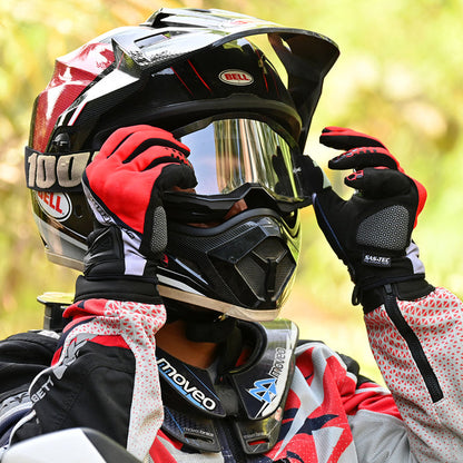 motorcycle short cuff off roading gloves green black - mesh - Trail gloves 