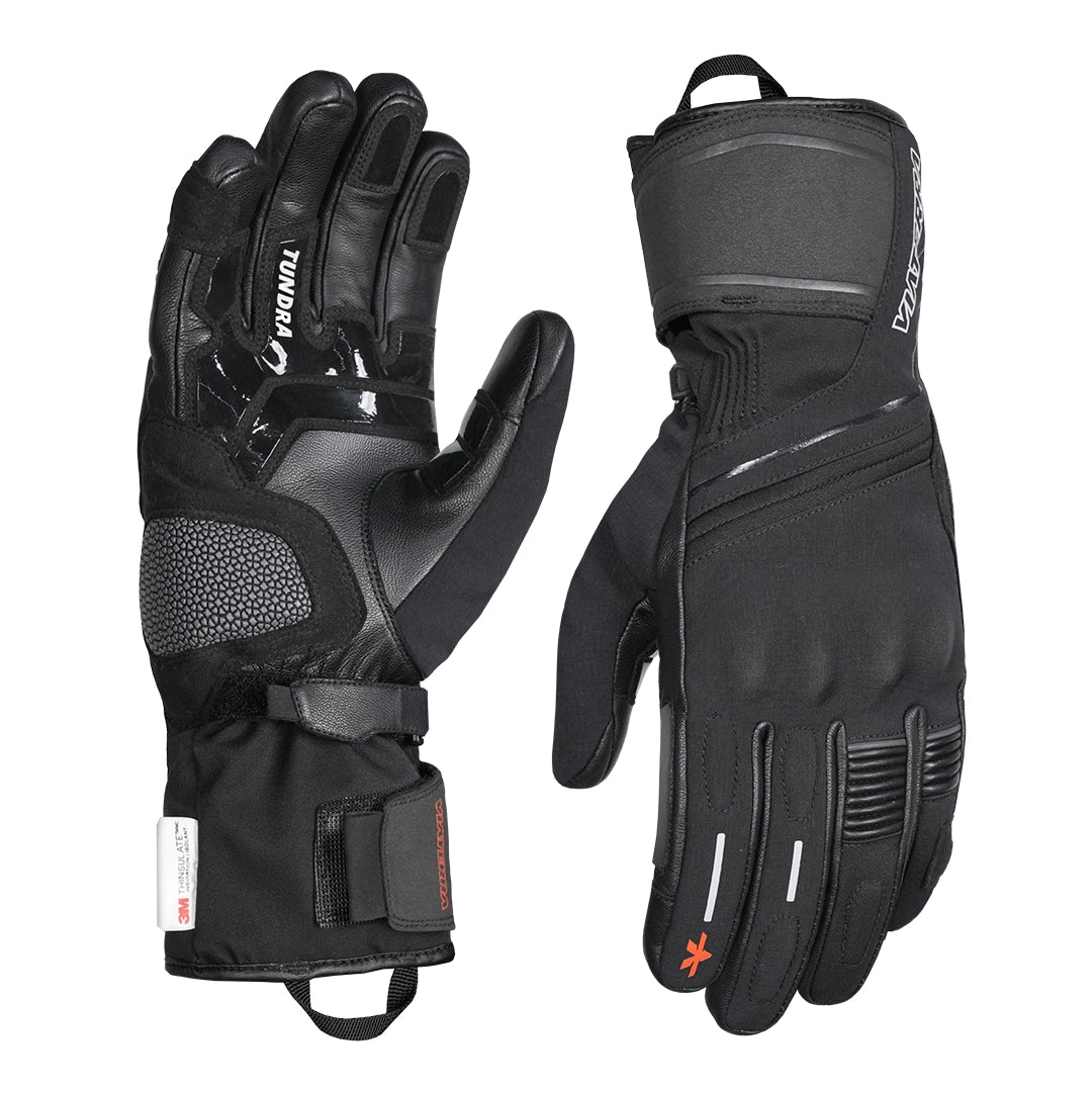 Motorcycle black waterproof / winter gloves - phone touch, refoective, visor wiper