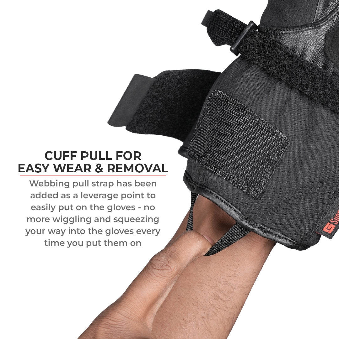 Motorcycle black waterproof / winter gloves - phone touch, reflective, visor wiper