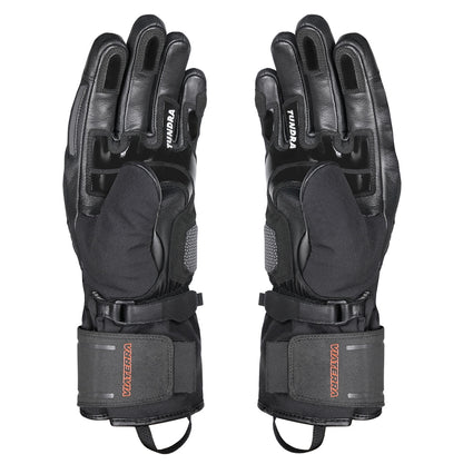 Motorcycle black waterproof / winter gloves - phone touch, refoective, visor wiper
