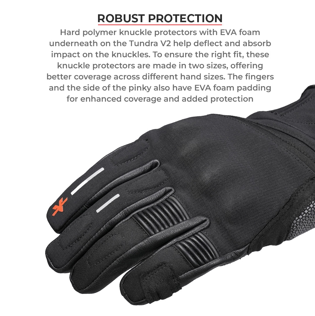Motorcycle black waterproof / winter gloves - phone touch, refoective, visor wiper