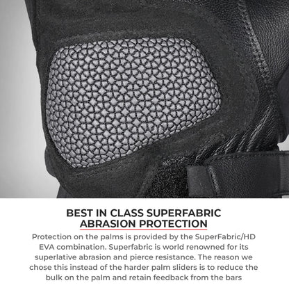 Motorcycle black waterproof / winter gloves - phone touch, refoective, visor wiper