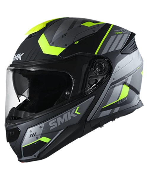 SMK Gullwing Sonic Black Grey Yellow Glossy - Modular Helmet