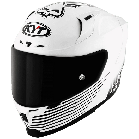 Motorcycle helmet white with black stripes and design 