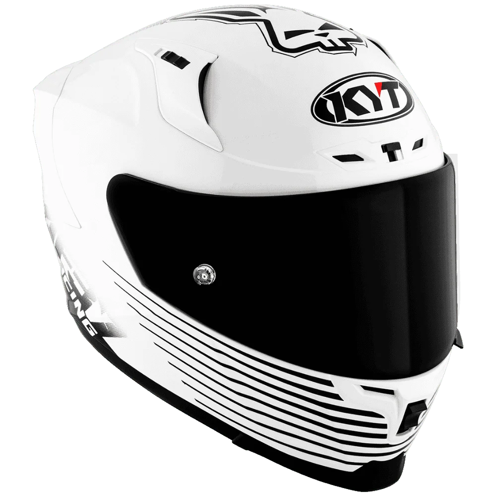 Motorcycle helmet white with black stripes and design 