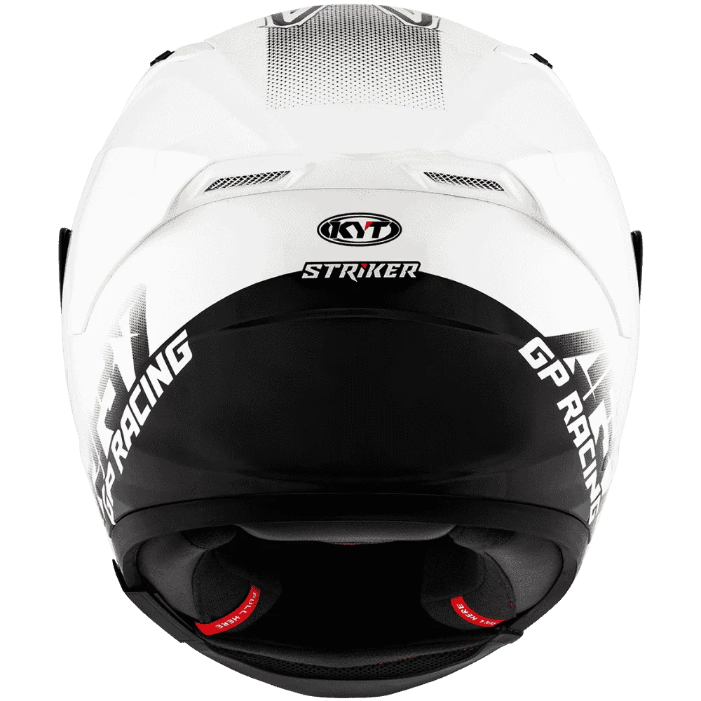 Motorcycle helmet white with black stripes and design 