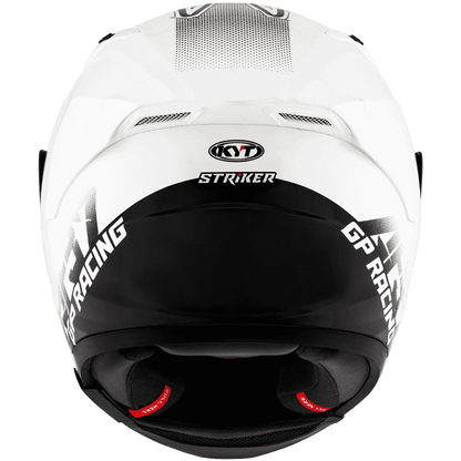 Motorcycle helmet white with black stripes and design 