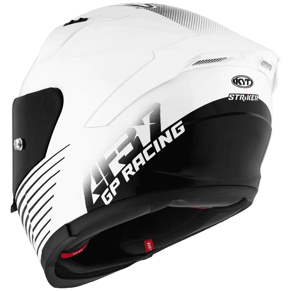 Motorcycle helmet white with black stripes and design 