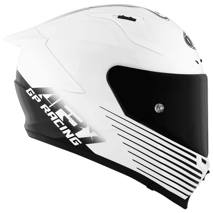 Motorcycle helmet white with black stripes and design 