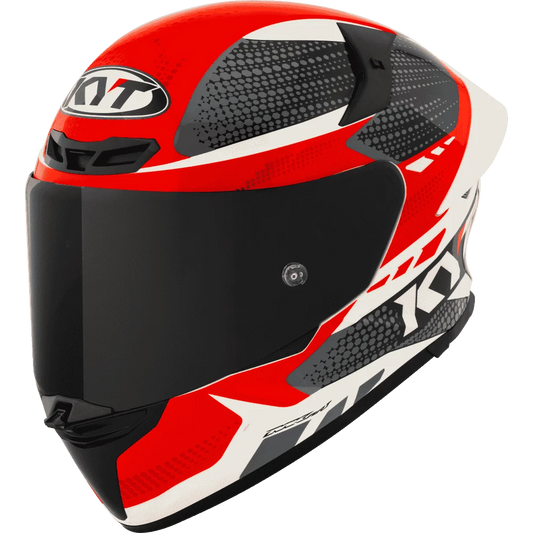 Motorcycle full face Red black with white helmet KYT 