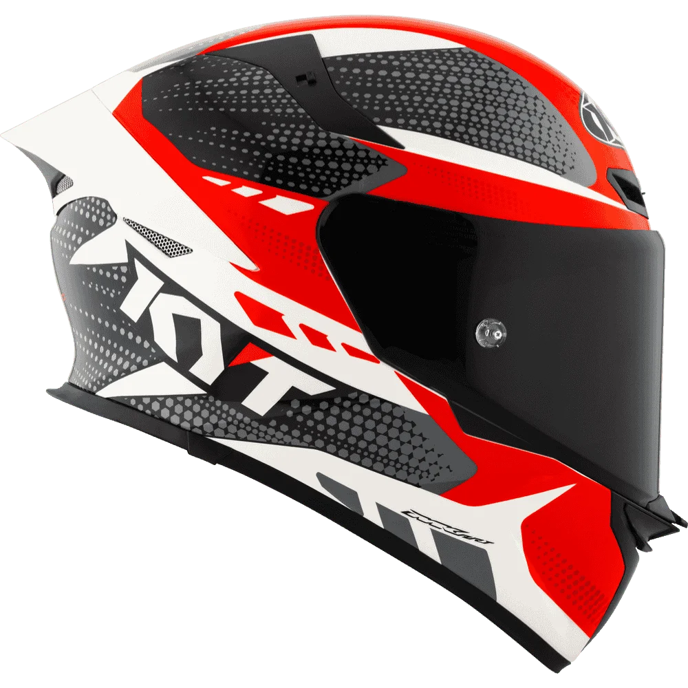 Motorcycle full face Red black with white helmet KYT 