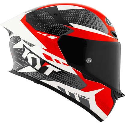 Motorcycle full face Red black with white helmet KYT 