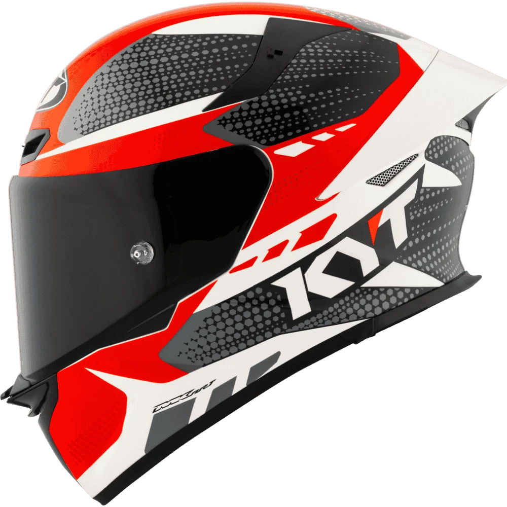 Motorcycle full face Red black with white helmet KYT 