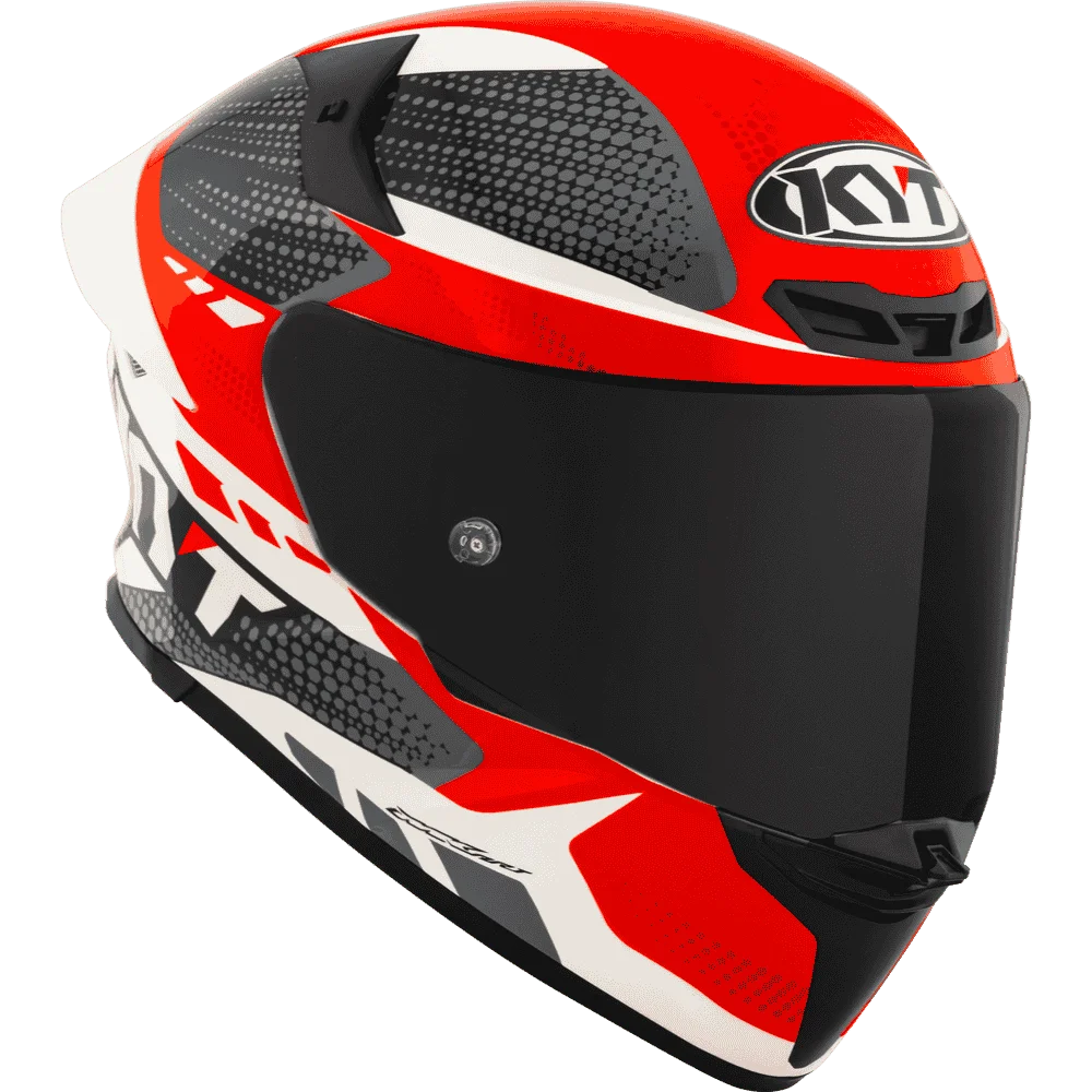 Motorcycle full face Red black with white helmet KYT 