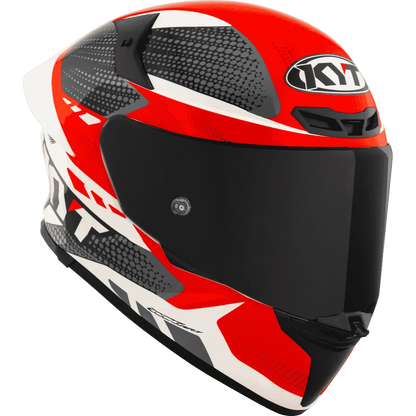 Motorcycle full face Red black with white helmet KYT 